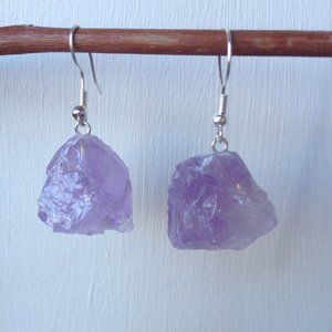 Rough Amethyst Crystal Earrings